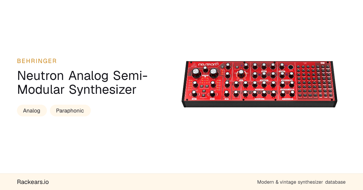 Behringer Neutron Analog Semi-Modular Synthesizer - Buyer's Guide, Full ...